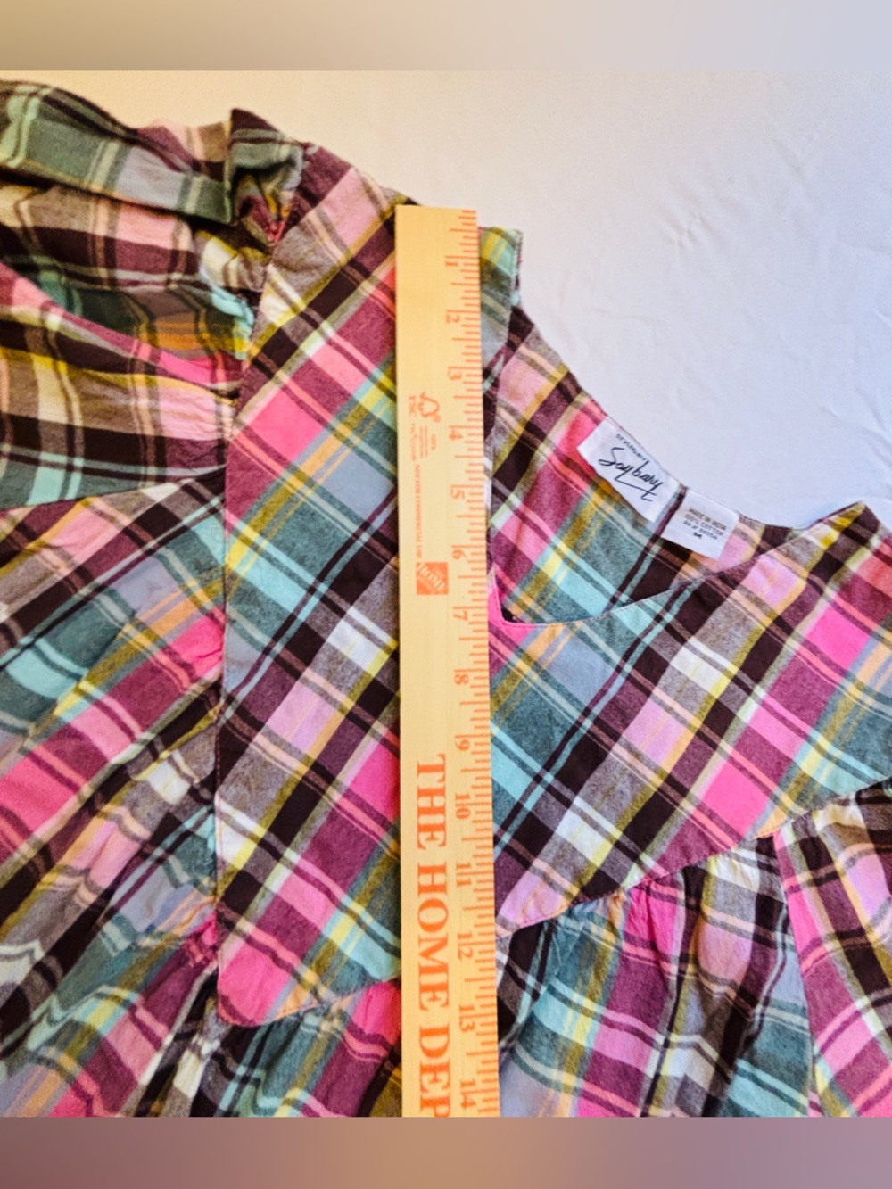 Styled by Saybury 100% Cotton Vintage Short Sleeve Plaid Nightgown Housedress - Picture 8 of 11